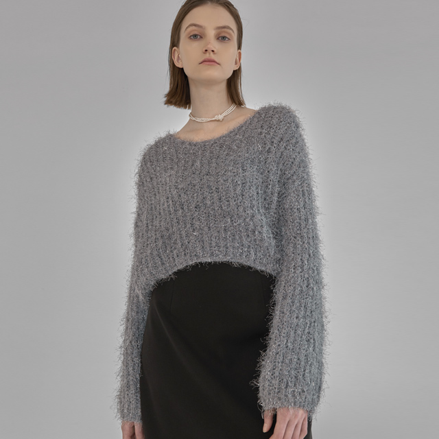 (T-6660) Metal loose v-neck knit