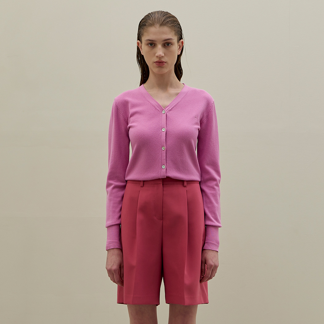 (CD-2048)Basic V-neck Embroidered Knit Cardigan