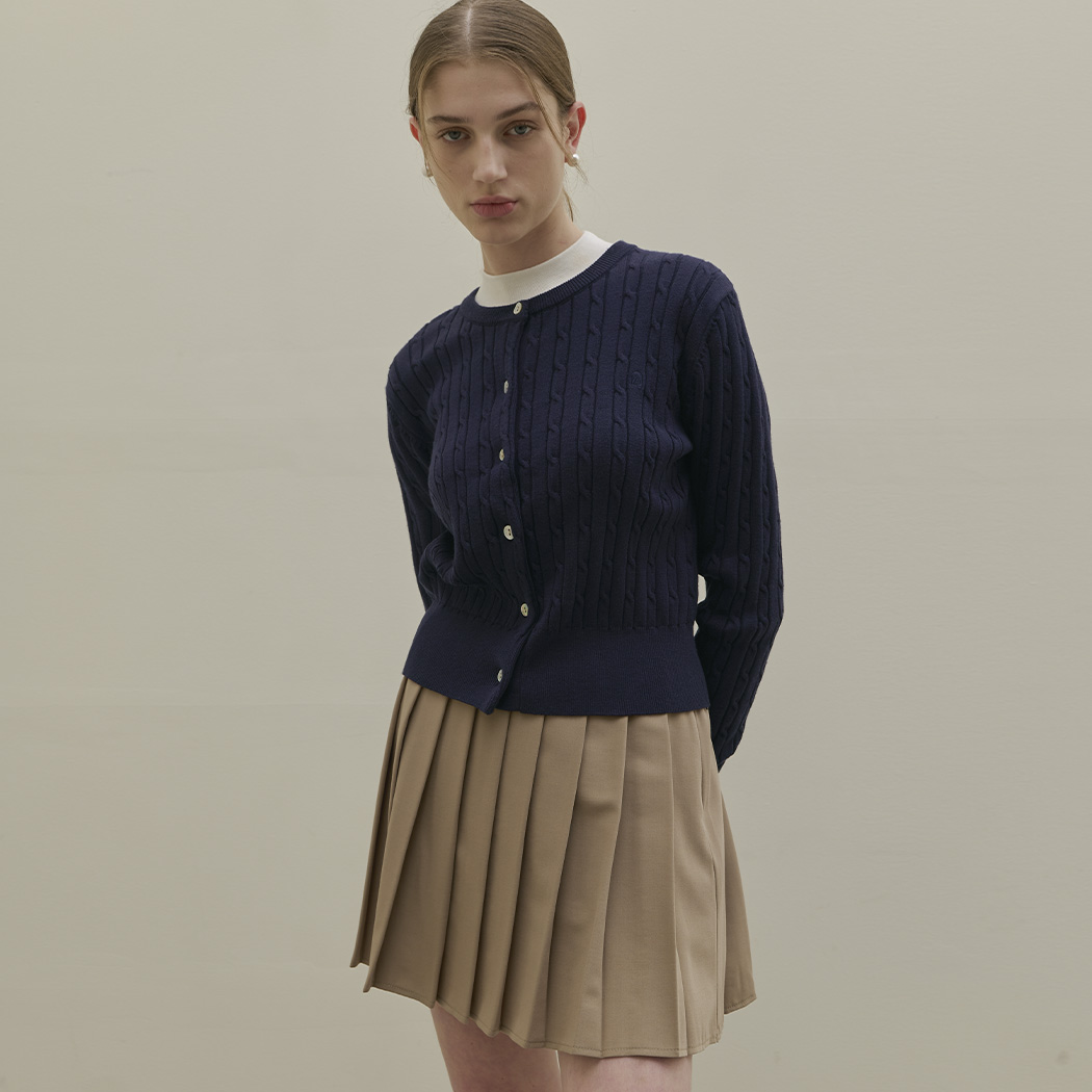 (CD-2049) Daily Cable Embroidery Knit Cardigan