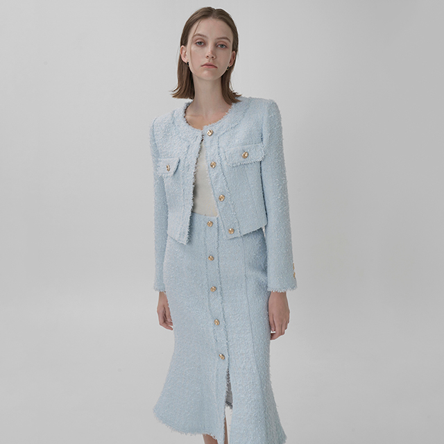 (JK-2806) Shabet Set-up Tweed Crop Jacket