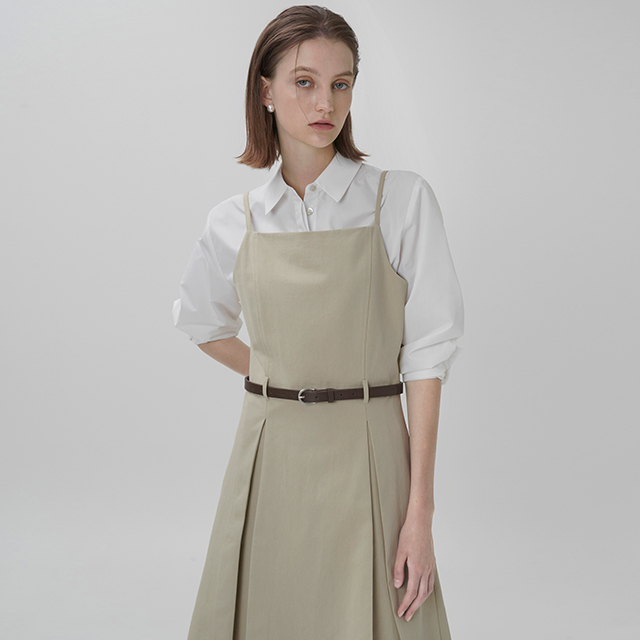 (OP-6062)Classic Belted Layered One Piece S