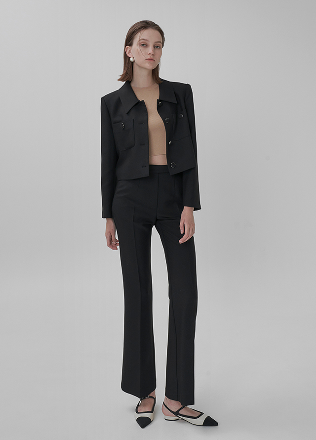 (JK-2805) Ray Set-up Basic Crop Jacket Korea