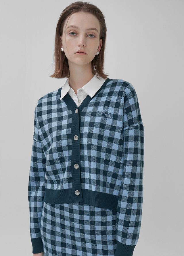 (SK-4764)Candy Set-up Gingham Check Knit Skirt Korea