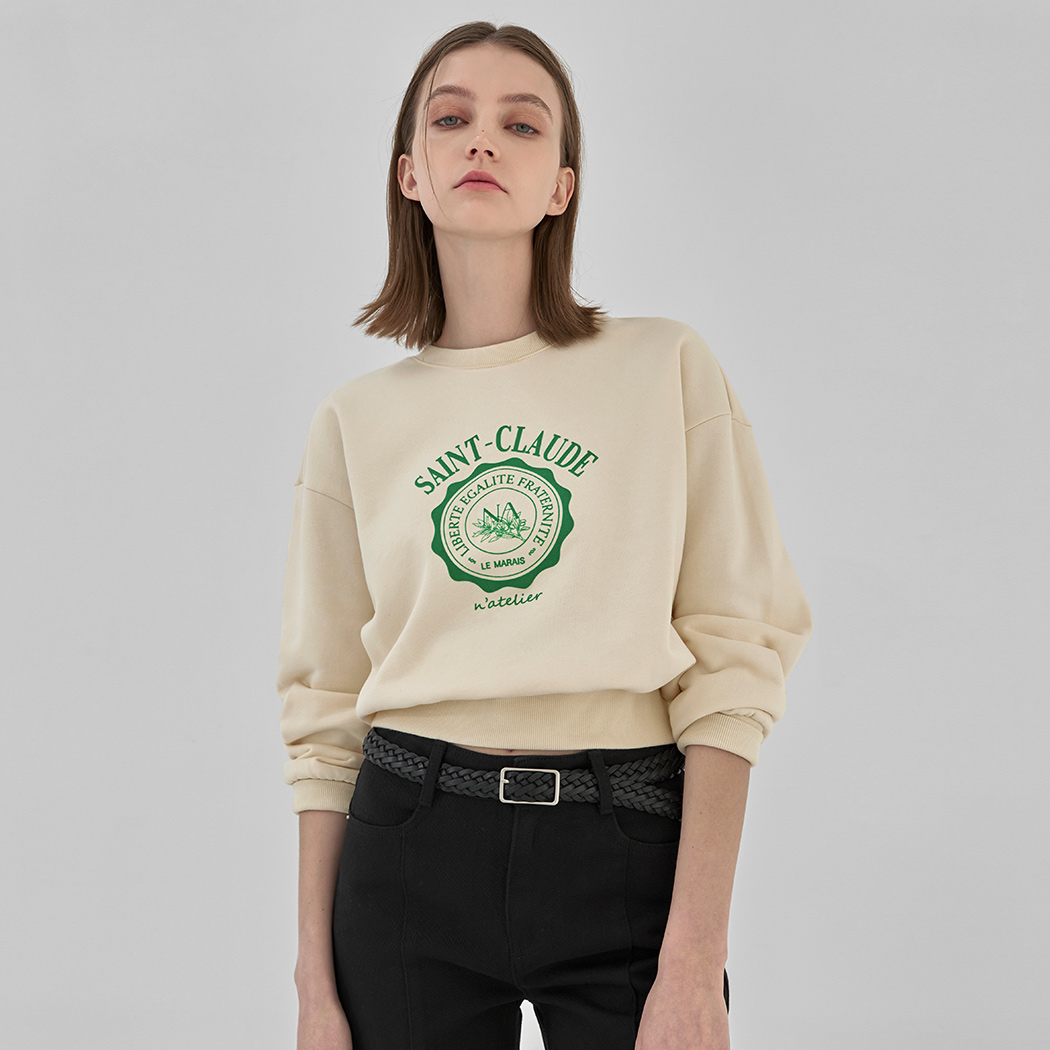(T-6611) Saint-Claude Flocking Crop Sweatshirt