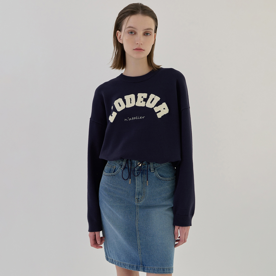 (T-6663)Loader Buckle Spring Embroidery Blue Jean Knit