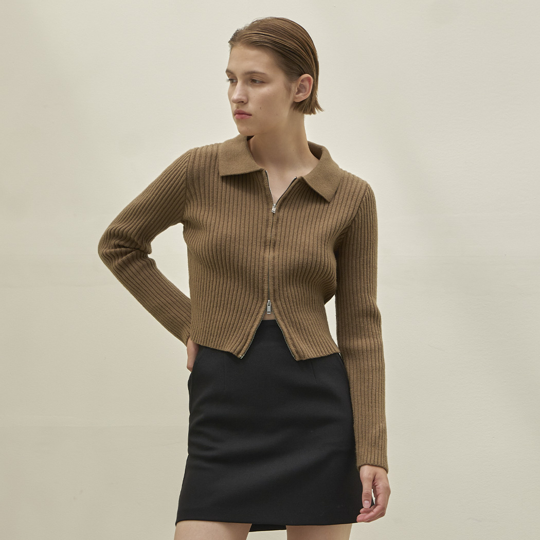 (CD-2051) Two-way zip-up golf knit cardigan Korea