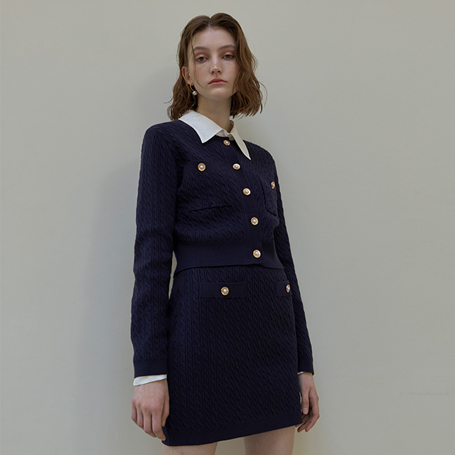(CD-2024)Jamie Cable Set-up Knit Cardigan