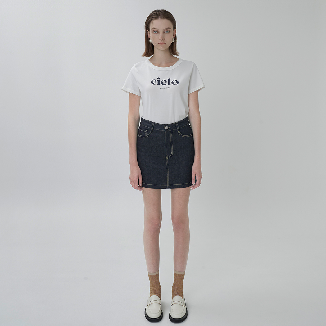 (SK-4748)Selvage Set-up Low Denim Mini Skirt