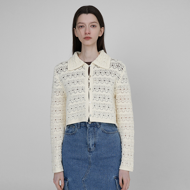 (CD-2025) Vintage Crochet Collar Knit Cardigan