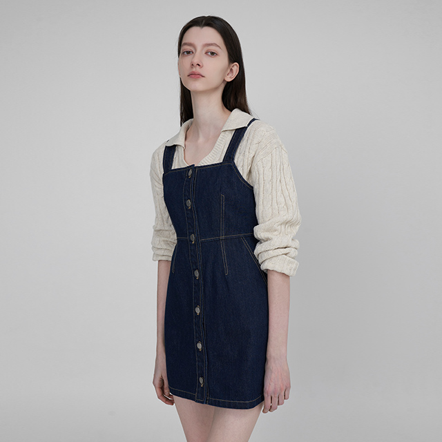 (OP-6013) Selvage Denim Layered Mini One Piece