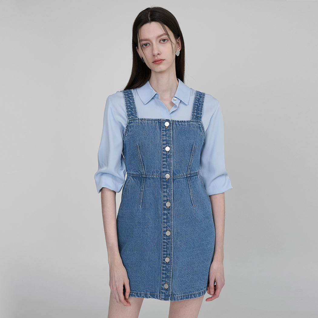 (OP-6014)Blue Denim Layered Mini One Piece