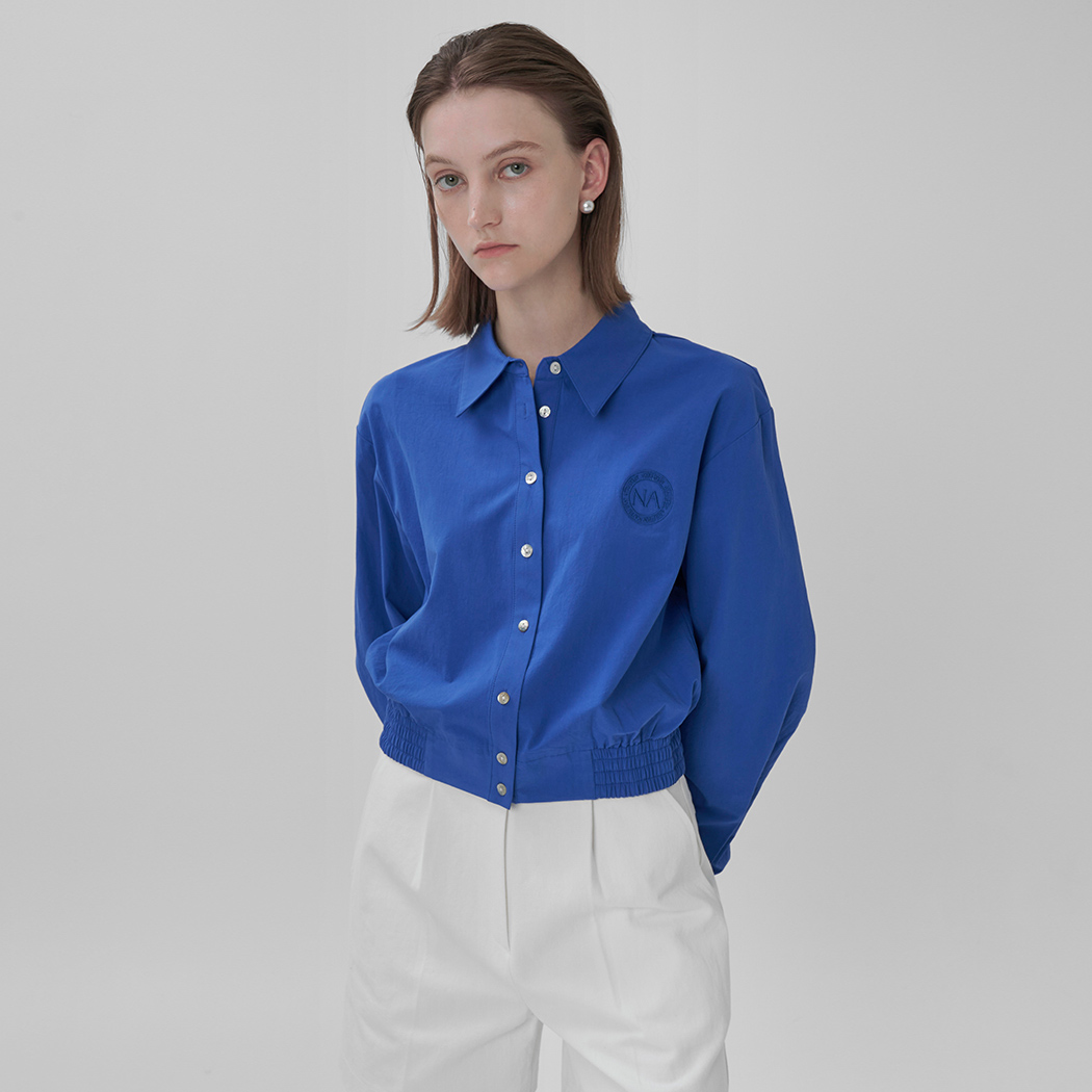 (BL-4112) Stamp embroidery blue jean shirt blouse