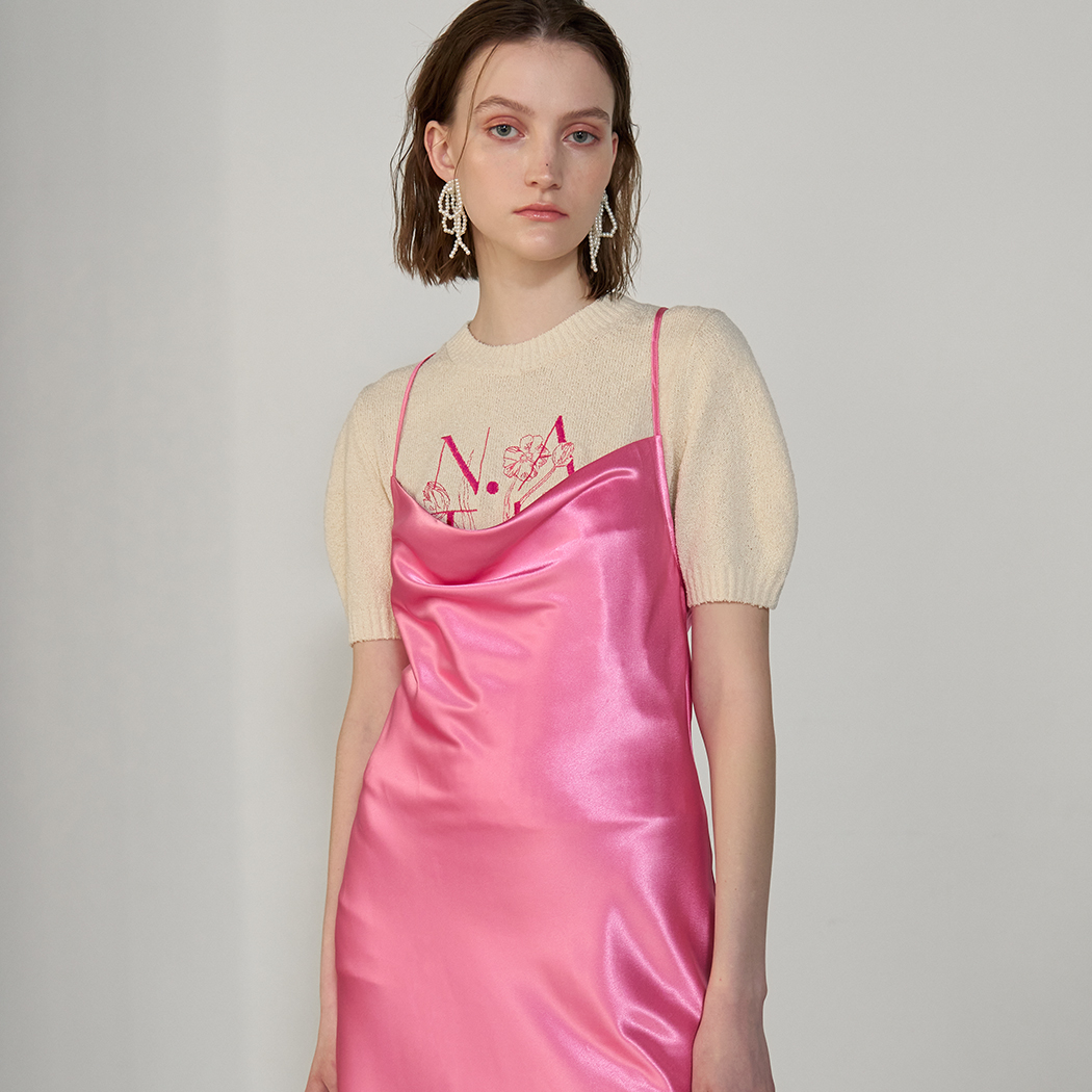 (T-6619) Flower Garden Embroidery Half Knit