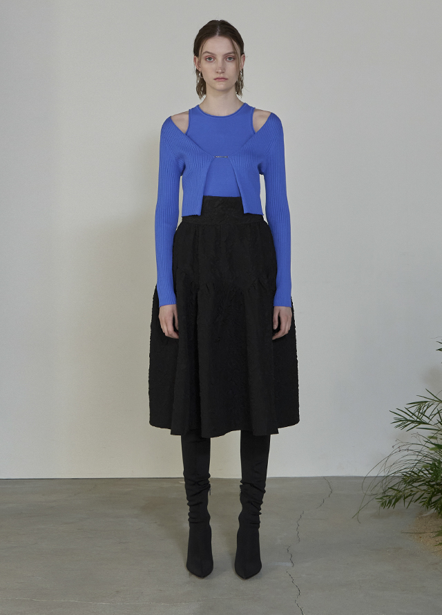 (CD-2030) New trend slim golji crop knit top cardigan set S Korea