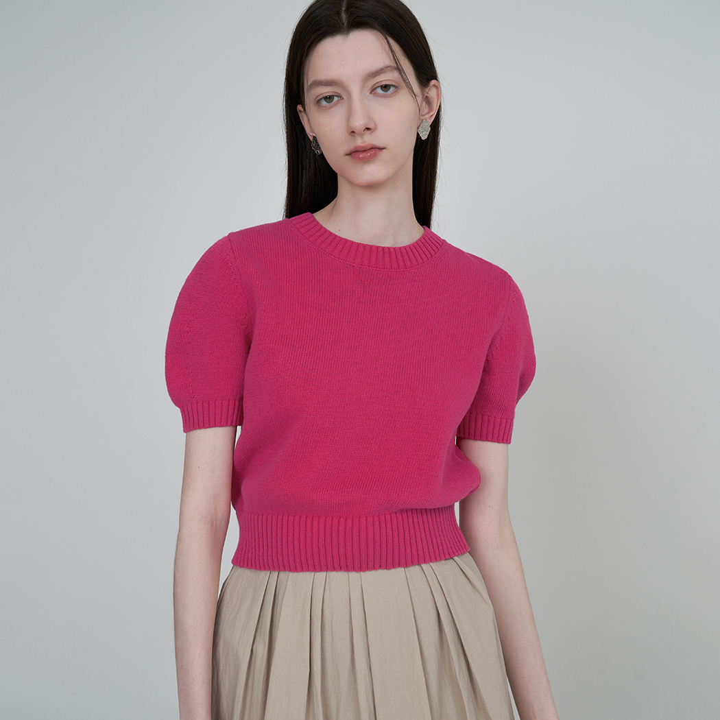 (T-6618)Candy Balloon Sleeve Half Knit Korea