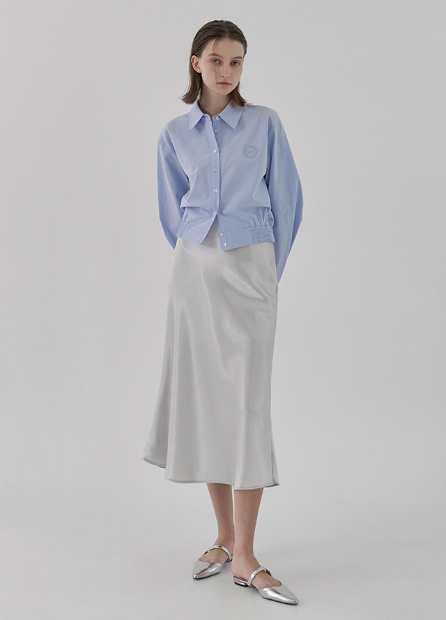 (T-6619) Flower Garden Embroidery Half Knit Korea