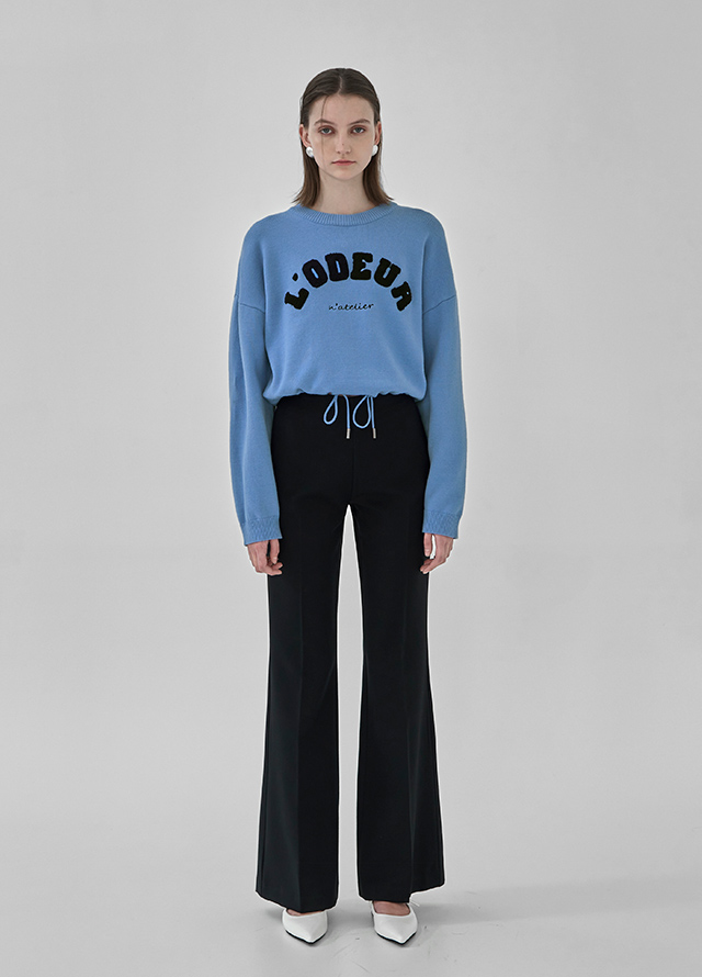 (T-6663)Loader Buckle Spring Embroidery Blue Jean Knit Korea