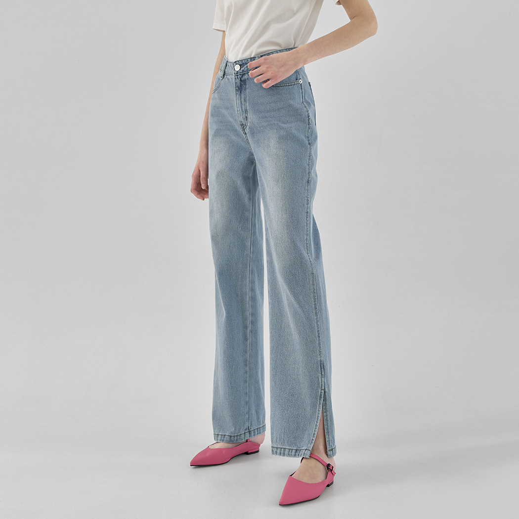 (PT-5389) Low-rise straight denim pants
