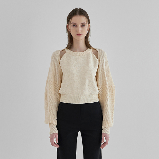 (CD-2043) Buckle Halter Neck Top Bolero Cardigan Set S