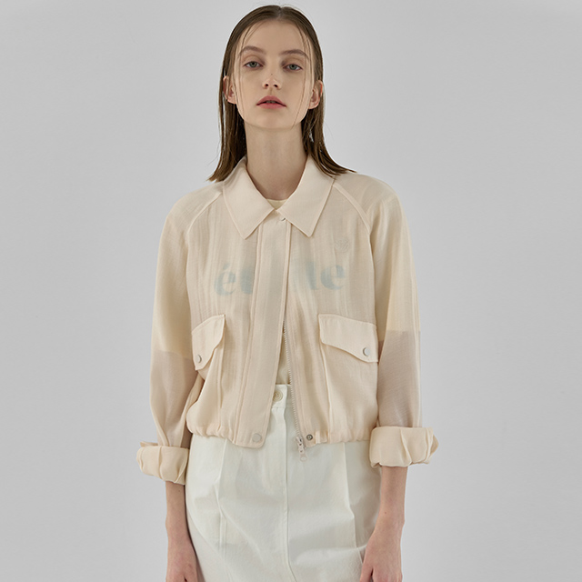 (JP-522) Sheer Big Pocket Symbol Embroidery Jumper