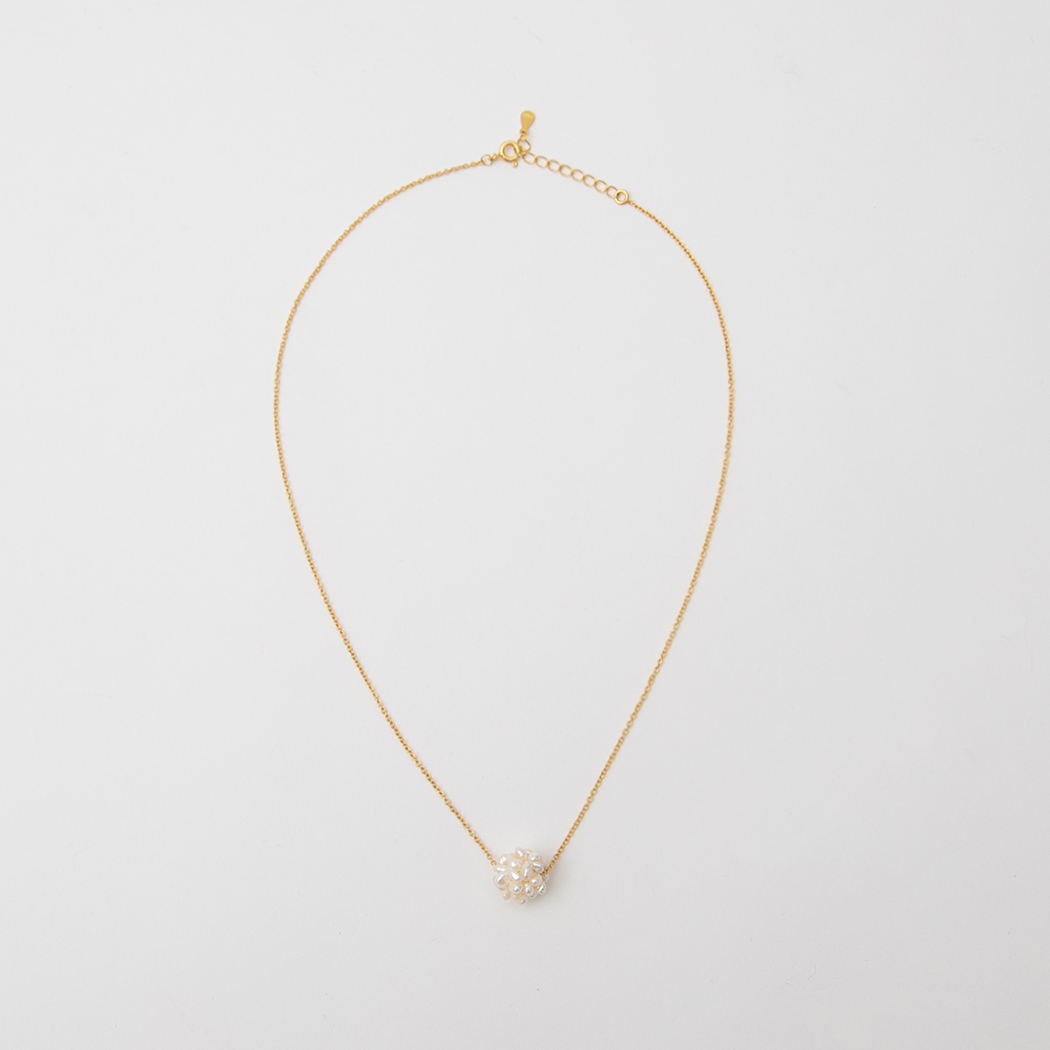 (N-834) Flower Pearl Necklace