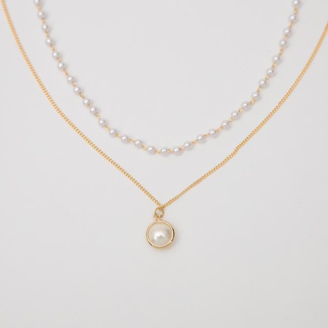 (N-837) Mini Pearl Layered Necklace S