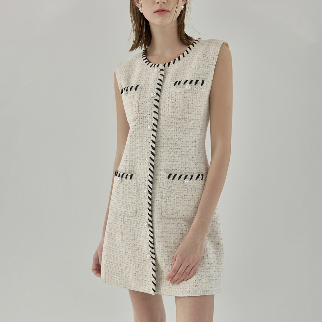 (OP-6041) Pure Tweed Sleeveless One Piece