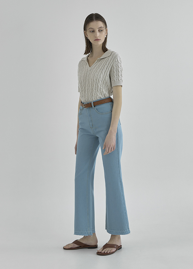 (T-6650) Flower Garden Half Sleeve Crop Knit Korea