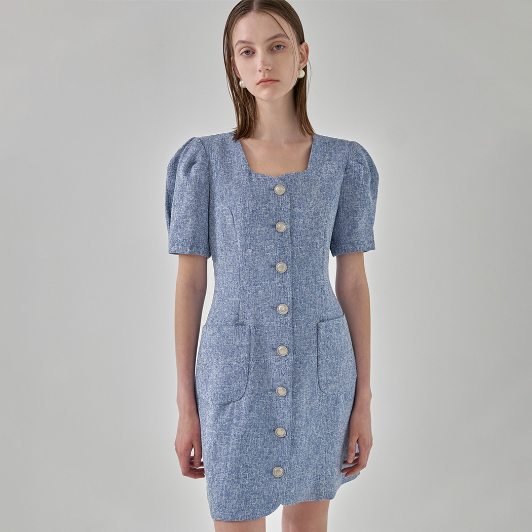 (OP-6049)Amelie Tweed Puff Mini One Piece