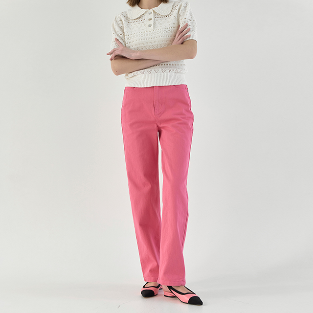 (PT-5390) Casual Long Straight Fit Color Denim Pants