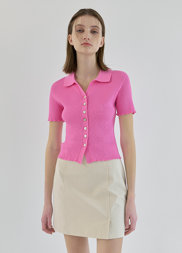 (SK-4772) Cotton Front Slit Mini Skirt Korea