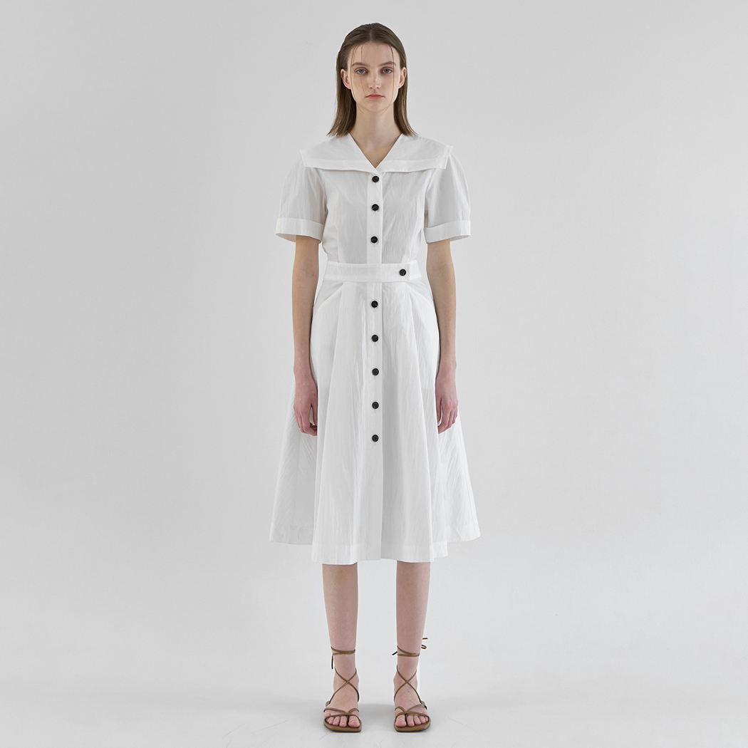 (OP-6048) Sailor collar fit and flare long one-piece