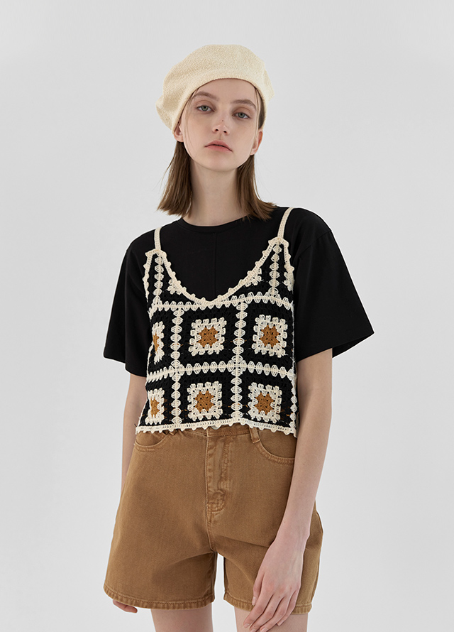 (T-6392) Arch A symbol embroidery overfit tee Korea