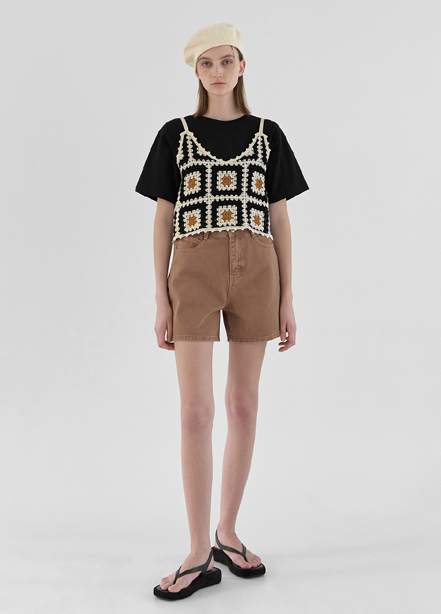 (VT-0244) Square Crochet Knit Bustier Korea