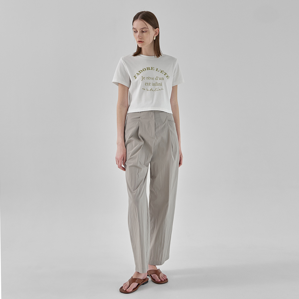 (PT-5391)Washed Cotton Wide Tuck Pants