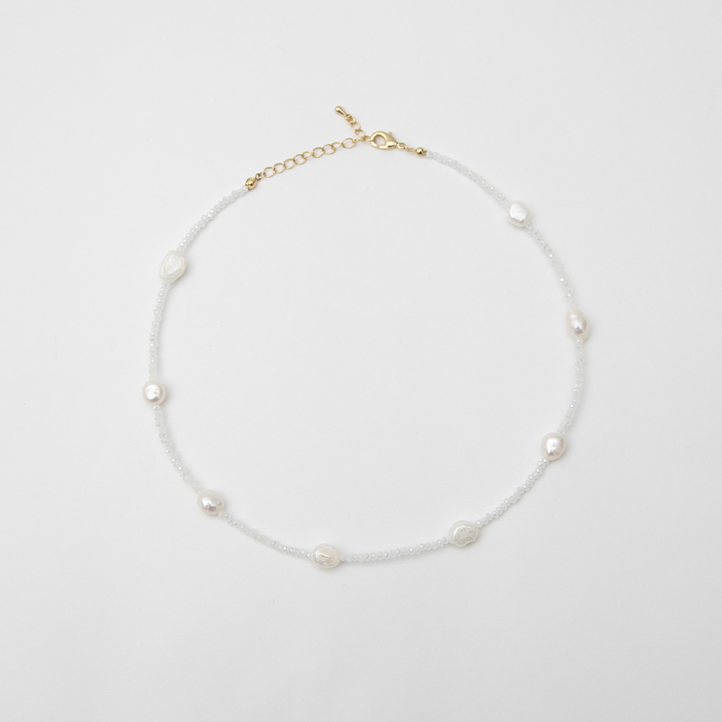 (N-841) Shine Pearl Beading Necklace