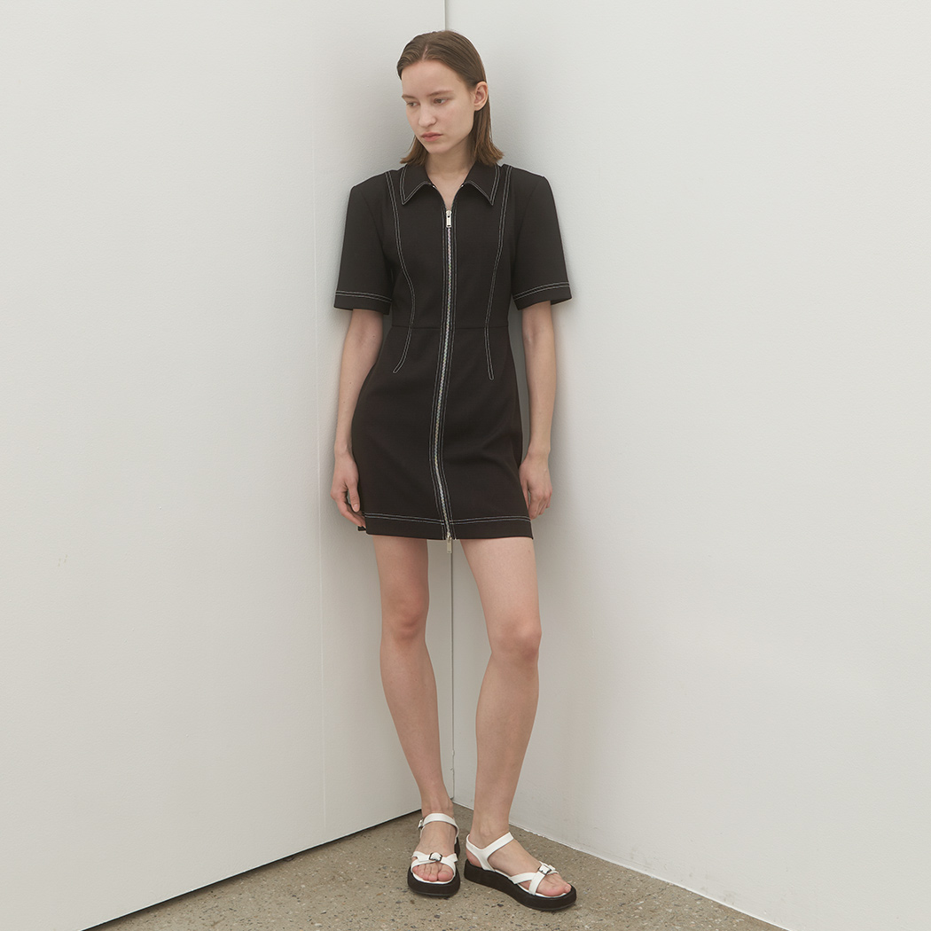 (Z-OP-6035)GRETA FRONT OPEN ZIP-UP DRESS