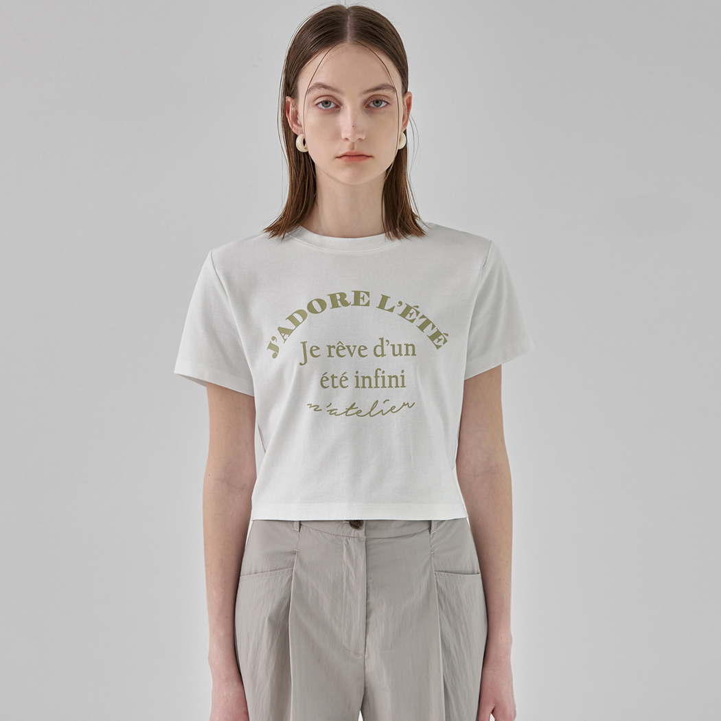 (T-6632) Le Et Vintage Crop Tee