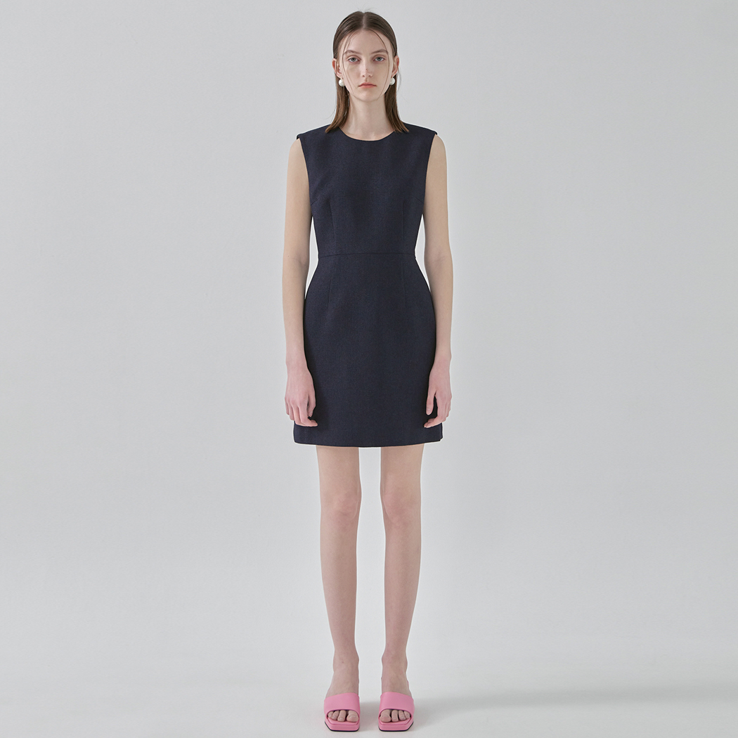 (OP-6042) Fit & Slim Cutout Tweed Mini Dress