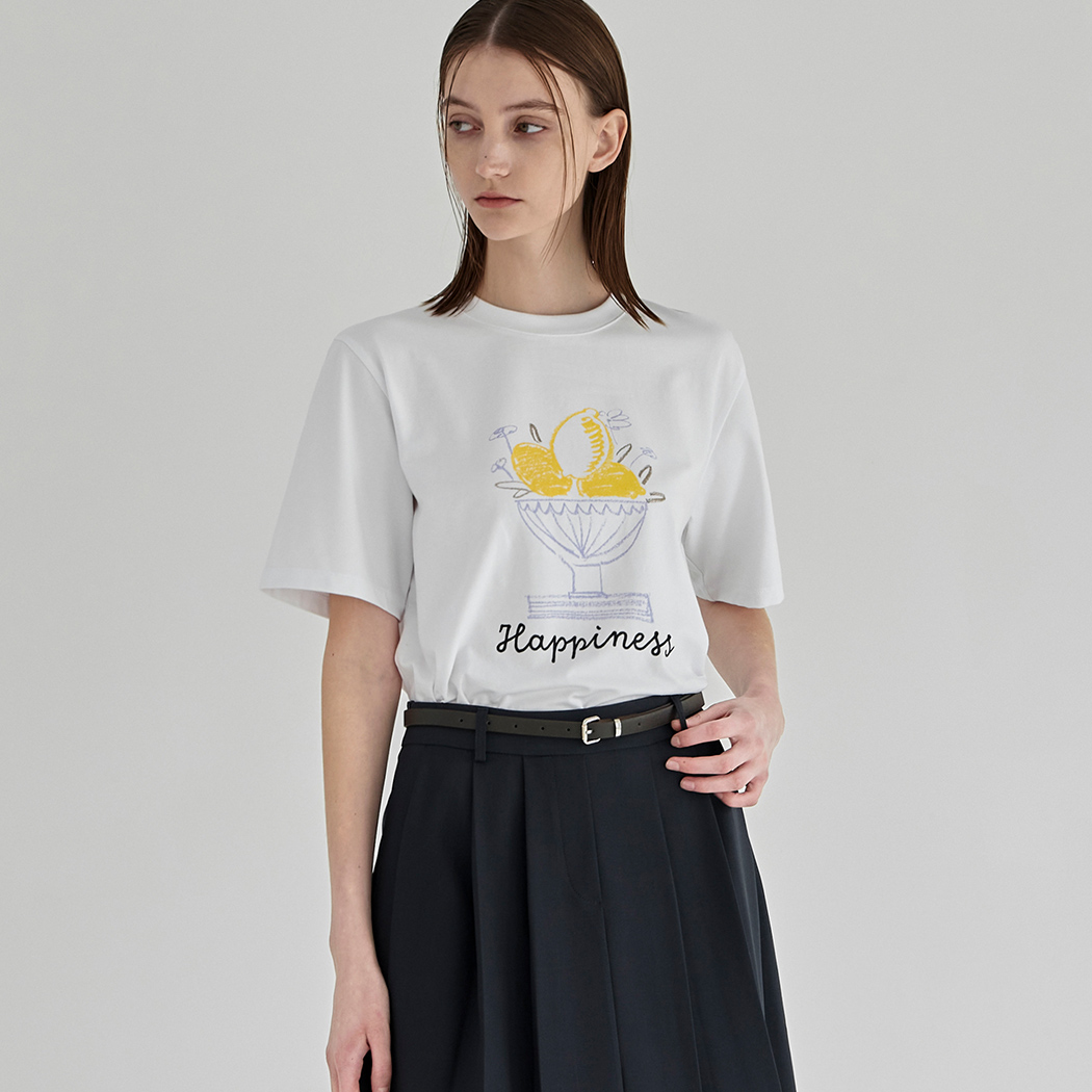 (T-6639)SUPERMARKET FLOWER LEMON OVERFIT TEE
