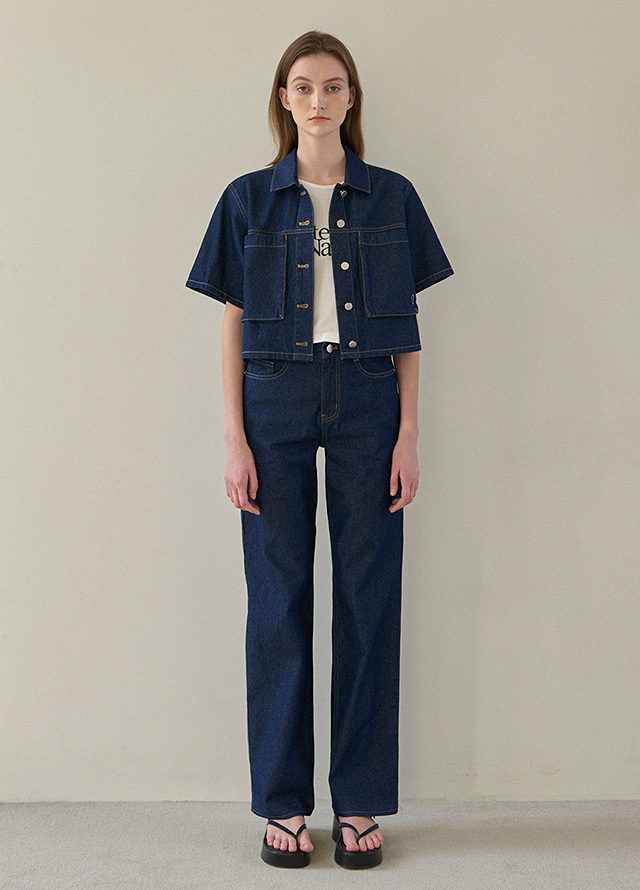 (Z-BL-4138)SELVEDGE SET-UP HALF SLEEVE DENIM SHIRT Korea