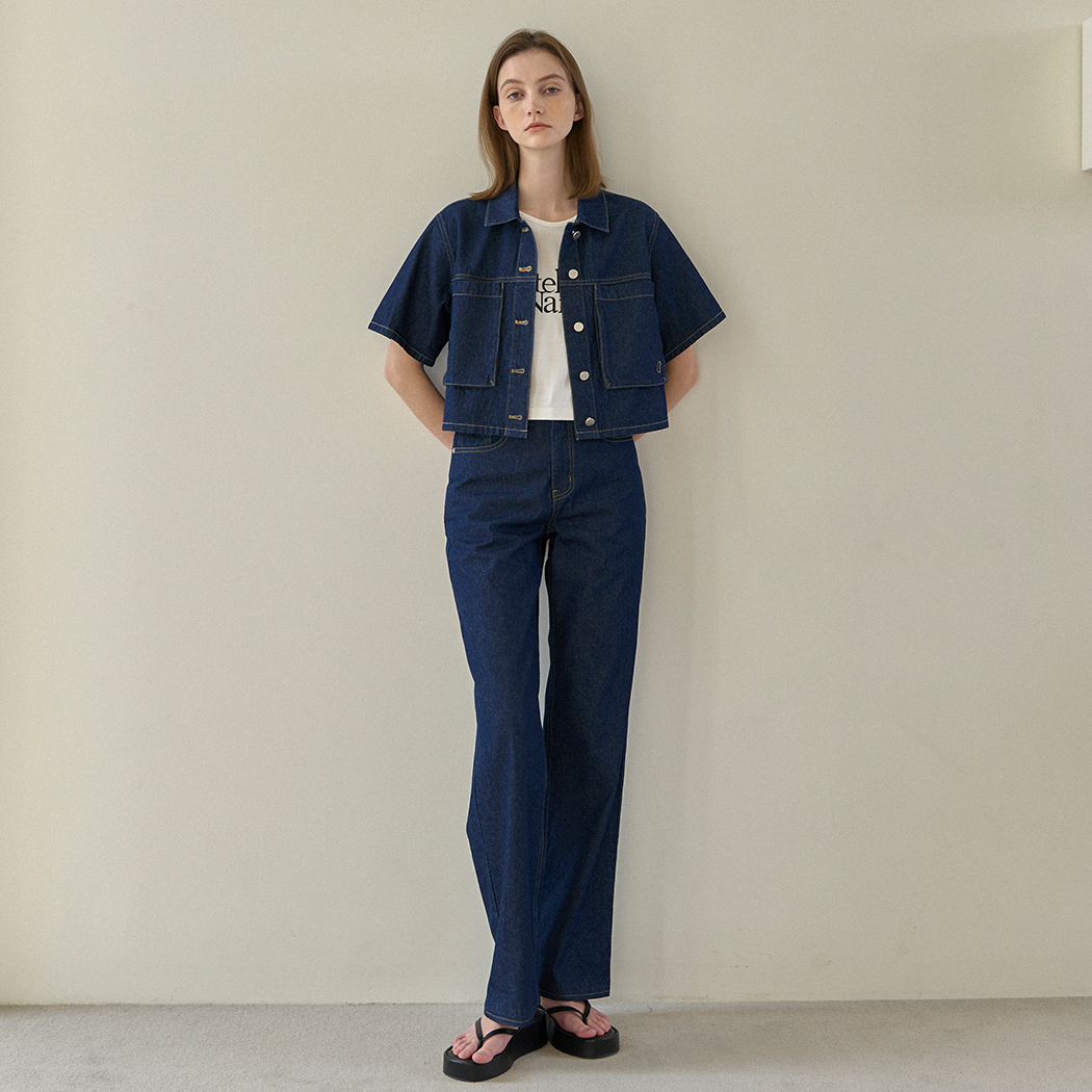(Z-PT-5414)SELVEDGE SET-UP STRAIGHT DENIM PANTS