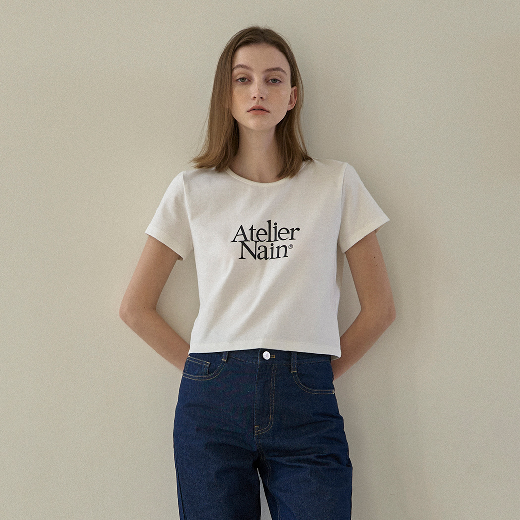 (T-6672)Atelier Lettering Slim Crop Tee