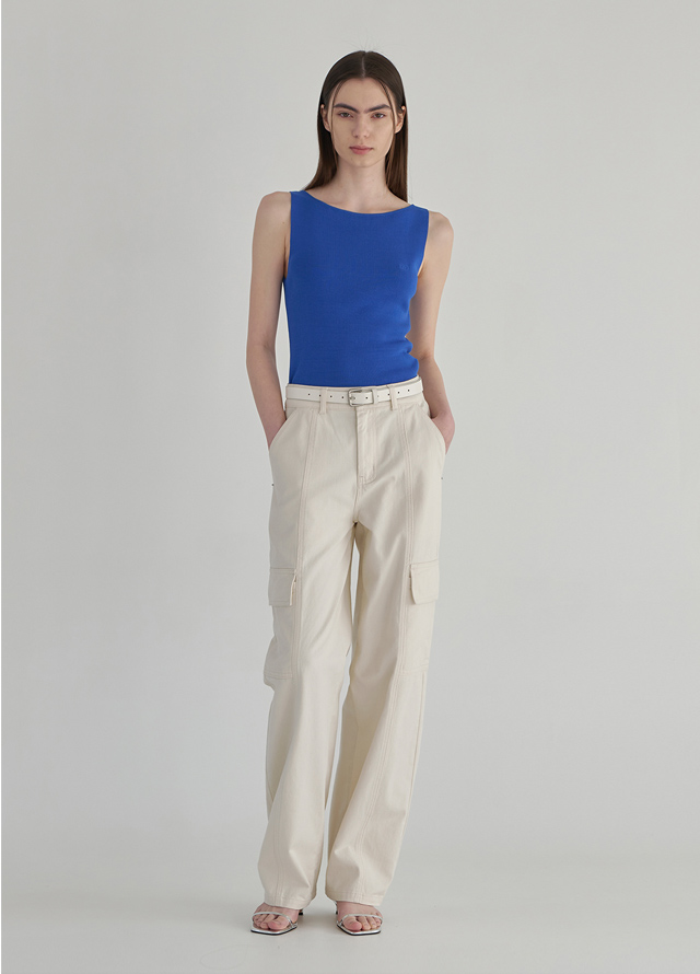 (T-6667)N Signature T033-Boat Neck Slim Sleeveless Knit Korea