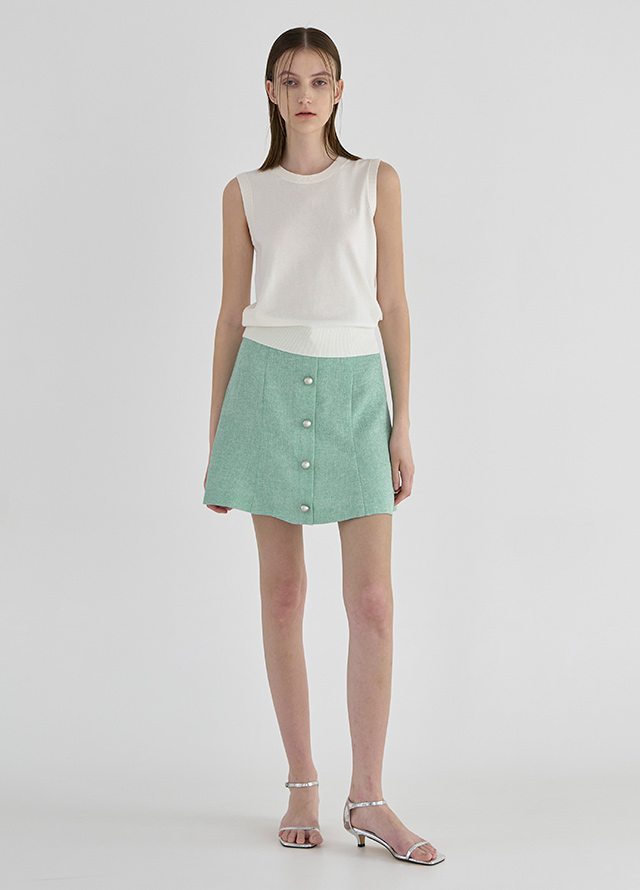 (BL-4125)Giselle Set-up Tweed Crop Blouse Korea