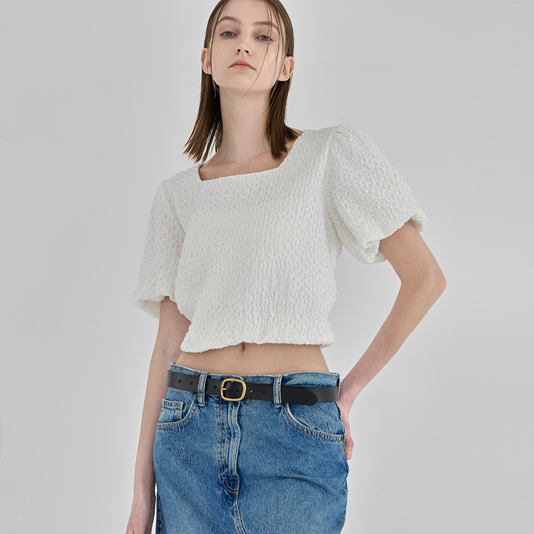 (BL-4150) Square neck embossed blouse