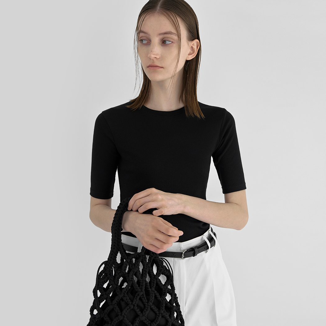 (T-6706)Basic Light Slim Half Tee