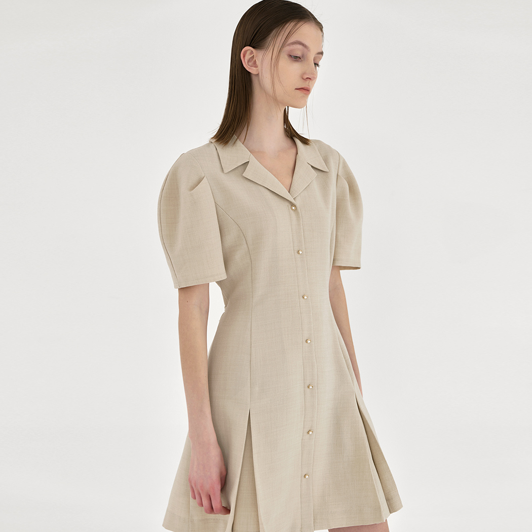 (OP-6072) Amy Pleats Open Collar One Piece