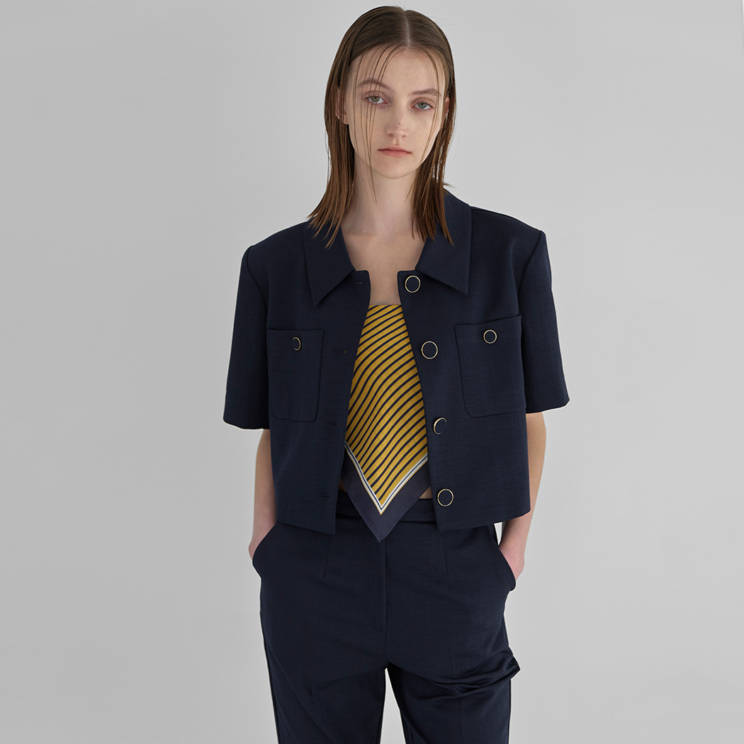 (JK-2834)Denise Set-up Basic Crop Jacket