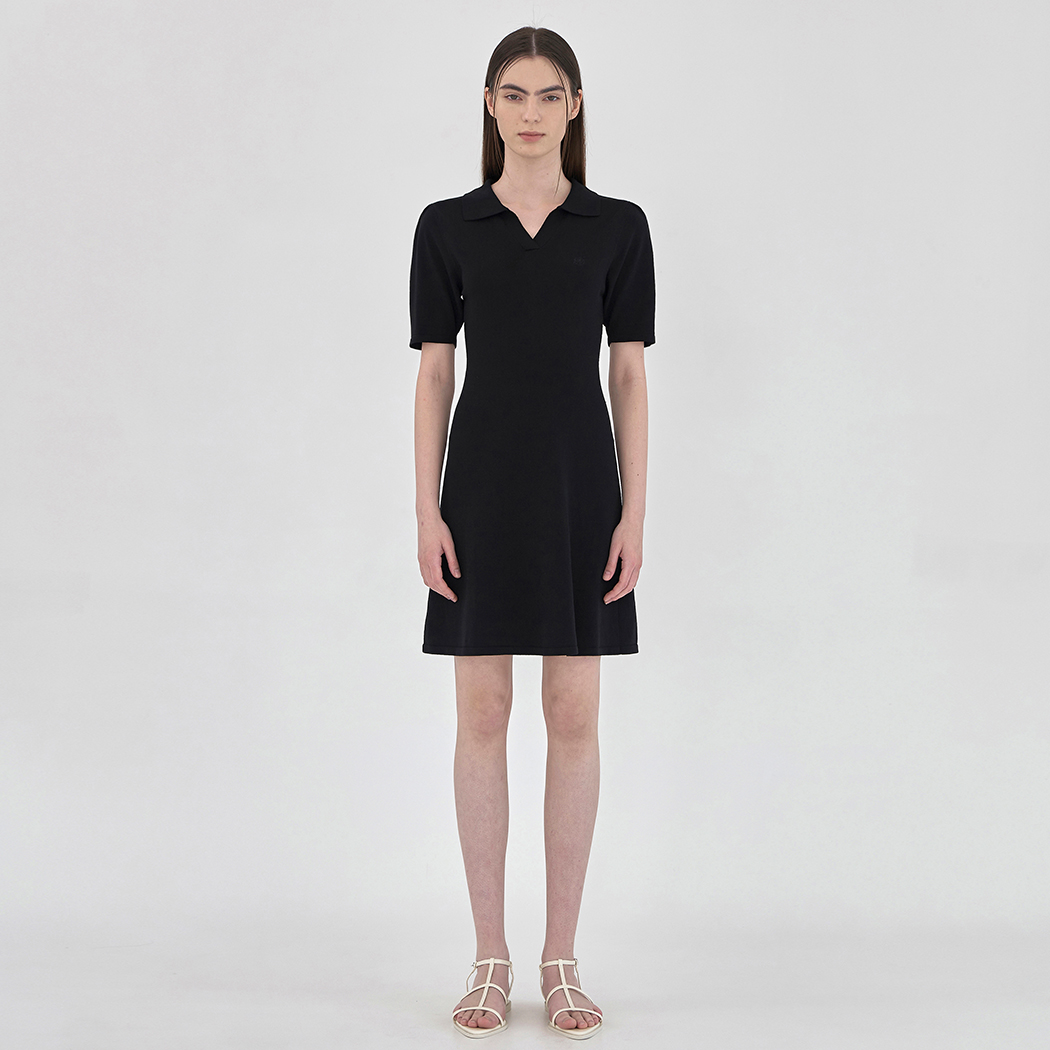 (OP-6082) Open collar volume sleeve knit one-piece